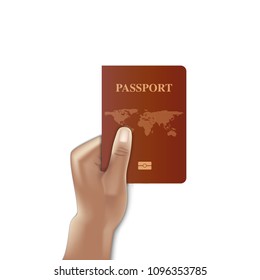 Passport cover with hand holding, Identification citizen, Vector, Illustration.