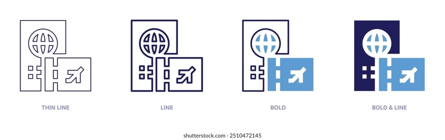 Passport delivery icon in 4 different styles. Thin Line, Line, Bold, and Bold Line. Duotone style. Editable stroke.