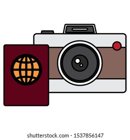 passport document with camera photographic vector illustration design