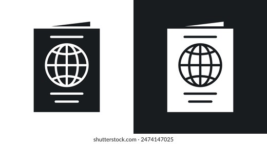 Passport document icon set. Travel vector symbol. International ID sign.