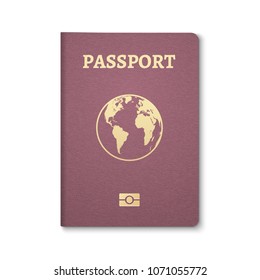 Passport document ID. International pass for tourism travel. Emigration passport citizen ID with globe.