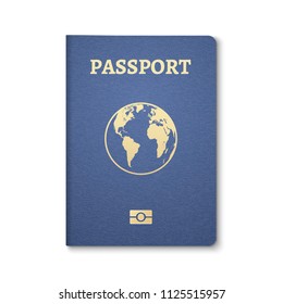 Passport document ID. International pass for tourism travel. Emigration passport citizen ID with globe.