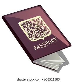 Passport a document of identity isolated on white background. Vector cartoon close-up illustration.
