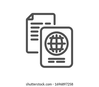 Passport document line icon. ID file page sign. Office note symbol. Quality design element. Editable stroke. Linear style passport document icon. Vector