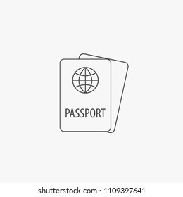 Passport document line vector icon