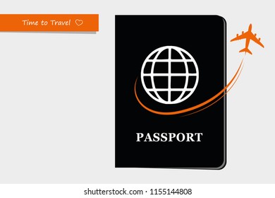 passport document orange airplain vector illustration EPS10