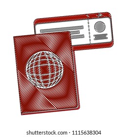 passport document with ticket flight