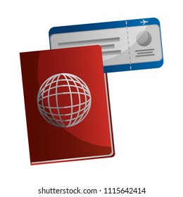 passport document with ticket flight