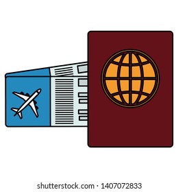 passport document with tickets flight vector illustration design