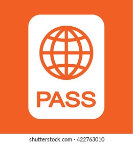 passport document white icon on orange background