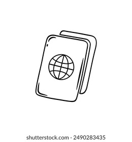 Passport doodle icon. Vector hand drawn sketch illustration.