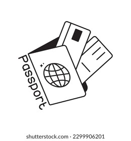 Passport doodle vector outline icon. EPS 10 file