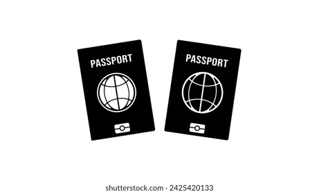 passport emblem, black isolated silhouette