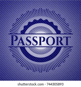 Passport emblem with denim texture