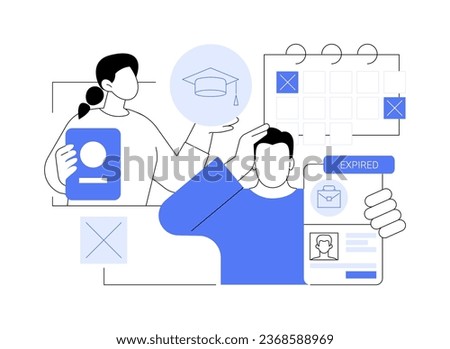 Passport expired abstract concept vector illustration. Citizen holding expired passport, government services, new ID card, apply for working visa, identification idea abstract metaphor.