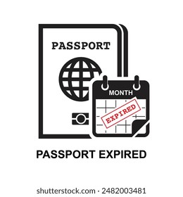 Passport expired icon.Passport renewal isolated on background vector illustration.