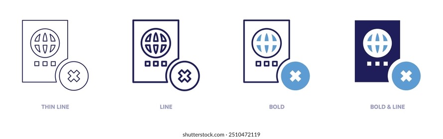 Passport express icon in 4 different styles. Thin Line, Line, Bold, and Bold Line. Duotone style. Editable stroke.