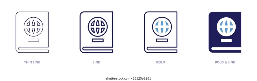 Passport fast icon in 4 different styles. Thin Line, Line, Bold, and Bold Line. Duotone style. Editable stroke.