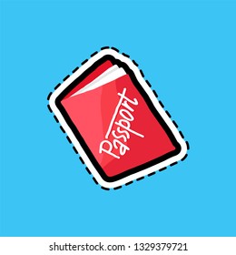Passport flat color dash line sticker