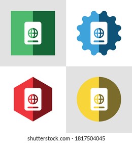 passport flat color icon set template