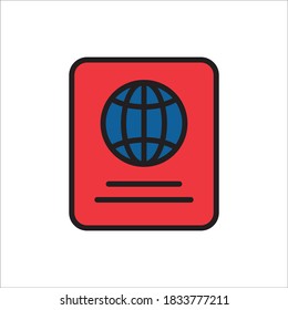 Passport Flat icon Color Design Vector Template Illustration