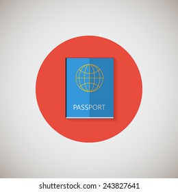 Passport flat icon. Flat design style modern vector illustration. Isolated on stylish color background. Flat long shadow icon. Elements in flat design. EPS 10.