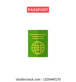 Passport flat icon logo element vector illustration. International identification document for travel tourism citizenship. Flat style design. Isolated on white background