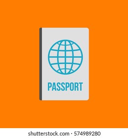 Passport flat icon, sign and symbol. Vector Illustration.