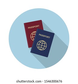 
Passport flat icon in two colors of blue and red.Vector illustration in a simple style with a falling shadow. 10 eps.