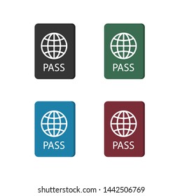 Passport flat icons set. Simple style. Vector. Isolate on white background.