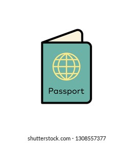 Passport flat vector icon sign symbol