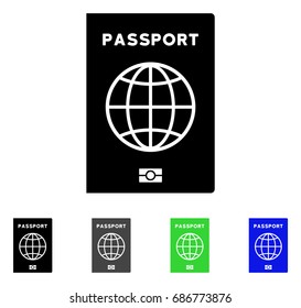 Passport flat vector pictogram. Colored passport gray, black, blue, green pictogram variants. Flat icon style for application design.