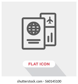 Passport and flight ticket vector icon