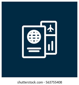 Passport and flight ticket vector icon