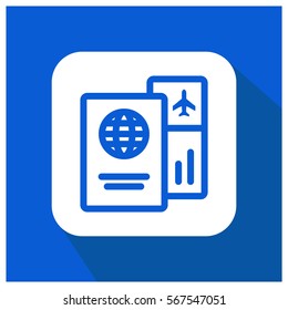 Passport and flight ticket vector icon
