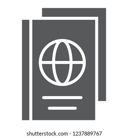 Passport glyph icon, document and travel, identification sign, vector graphics, a solid pattern on a white background, eps 10.