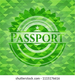  Passport green emblem with mosaic background