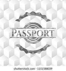 Passport grey badge with geometric cube white background