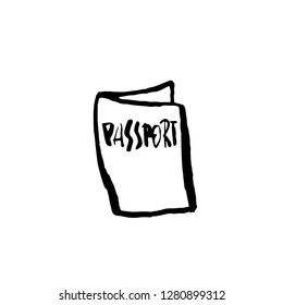 Passport grunge icon. Vector hand drawn illustration.