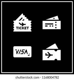 passport icon. 4 passport vector set. plane tickets, plane ticket and visa icons for web and design about passport theme