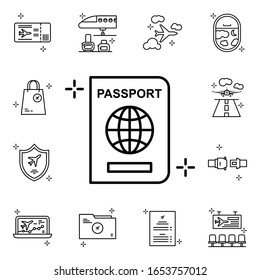 Passport icon. Airport icons universal set for web and mobile