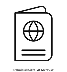 Icono de pasaporte Vector blanco y negro signo de contorno
