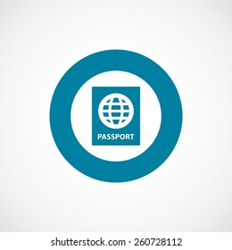 passport icon bold blue circle border, white background  