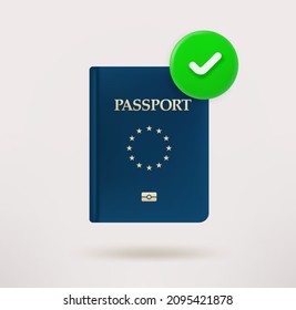 Passport-Symbol mit Markierung. 3D-Vektorsymbol