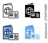 Passport icon collection of various styles for digital nomad, Design Branding, Print, and Digital Media