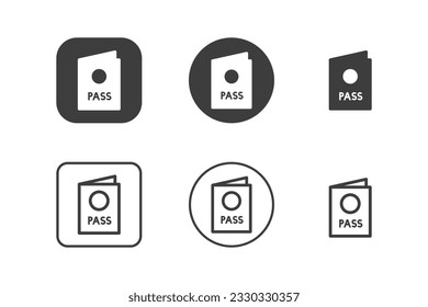 Passport icon design 6 variations. Travel icons set, Isolated on white background.