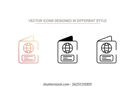 Design de ícone de passaporte com ilustração de estoque de fundo branco
