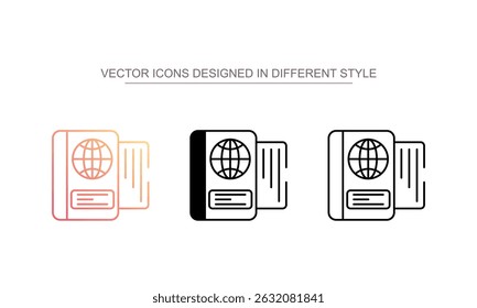 Passport icon design with white background stock illustration