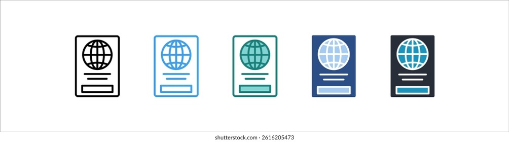 Passport Icon In Different Style Vector