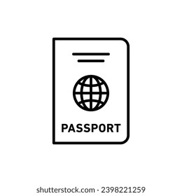 Passport icon. digital passport or visa verification and foreign country travel document book symbol set. national or international passport identification for tourist vector line logo. travel id sign